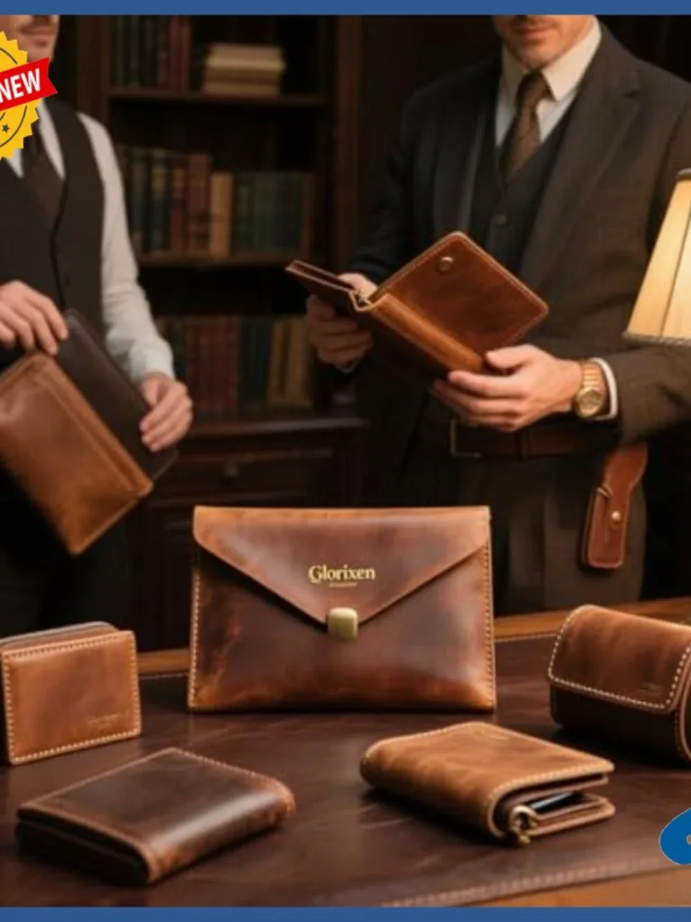 Genuine Leather Long Bifold Wallet Large Capacity Multi Card Slots Zipper Pocket
